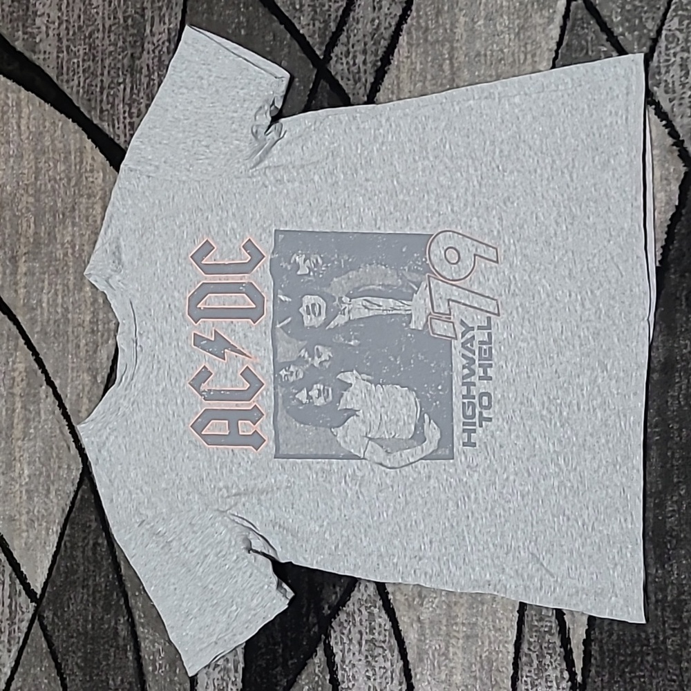 AC/DC HIGHWAY-TO-HELL TOUR OF 79 GRAY CREW-NECK TEE-SHIRT